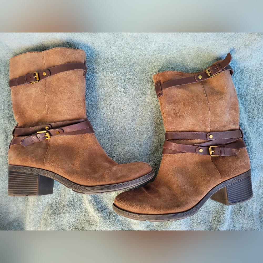 Brown Leather Ankle Boots, Size 10